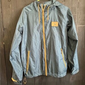 Stylish Gray Windbreaker with Yellow Accents